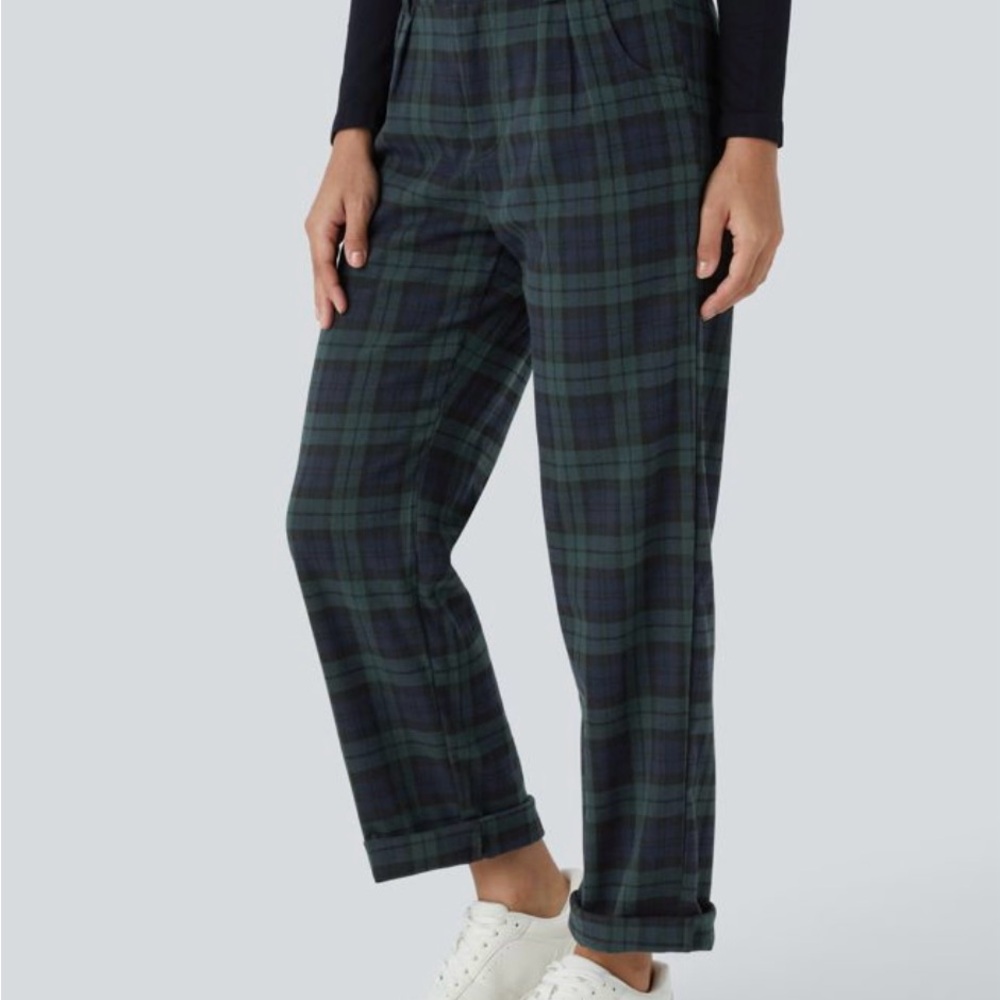 HALARA Green and Navy Plaid Trousers